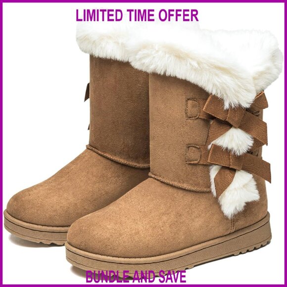 Women's Mid-Calf Snow Boots Faux Fur Lined Anti-Slip Winter Boots